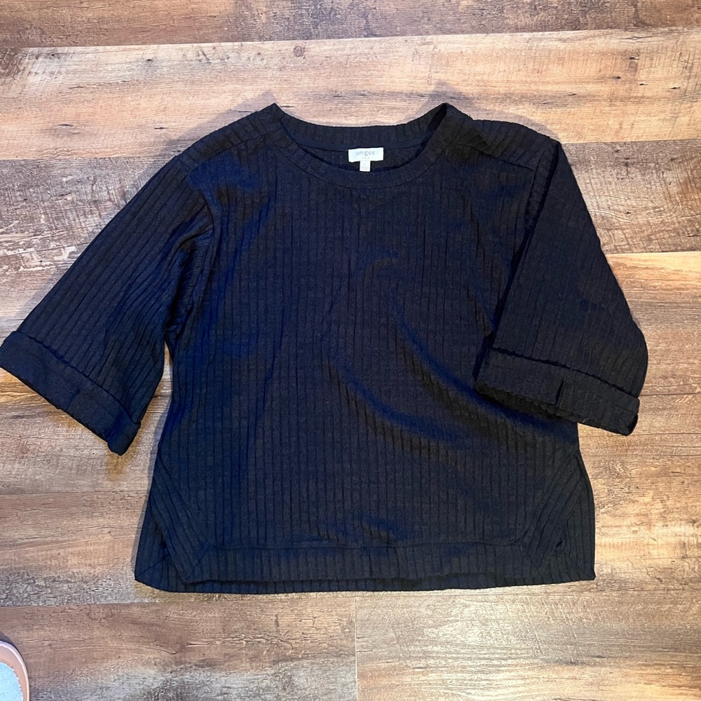 Umgee Black Charcoal Wide Sleeve Sweater Oversized